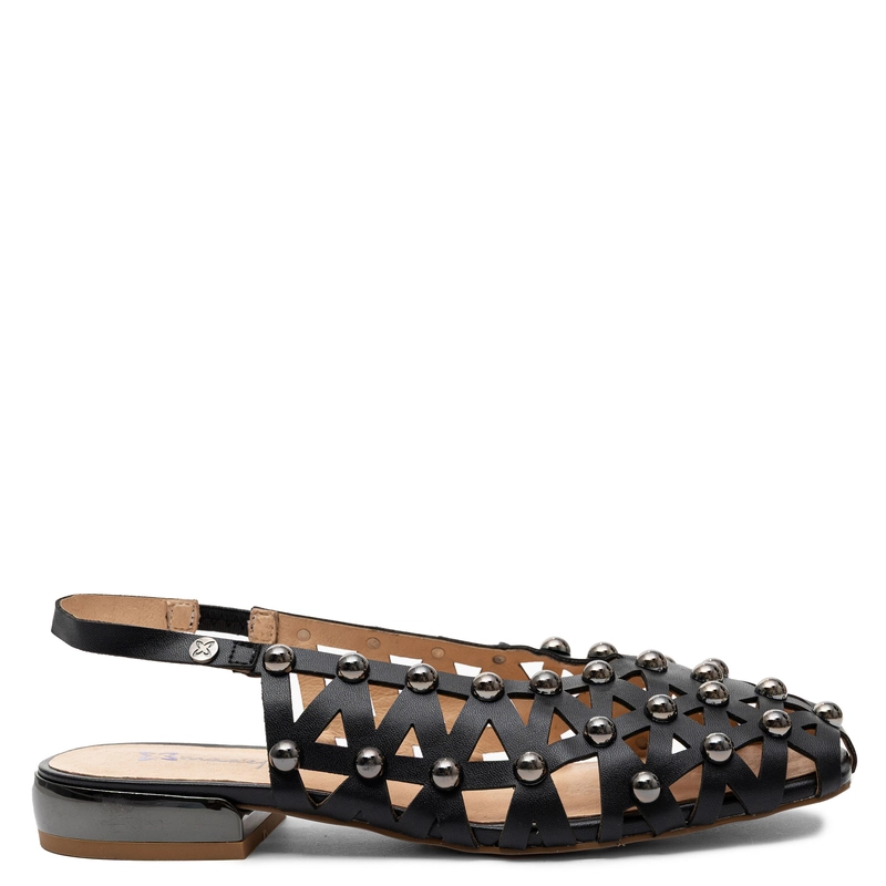 Maciejka Leather Cutout Slingback Pumps Square Toe Black K7480-01/00-0