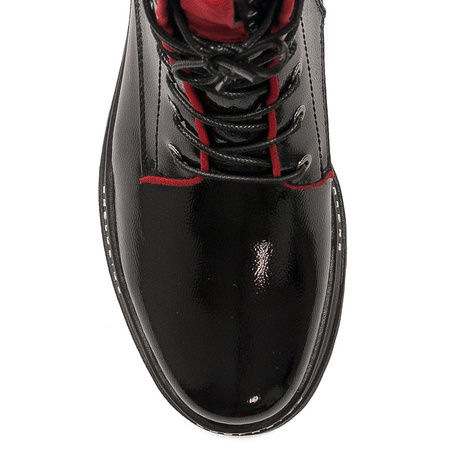 Filippo Botki damskie ocieplane lakierowane czarne