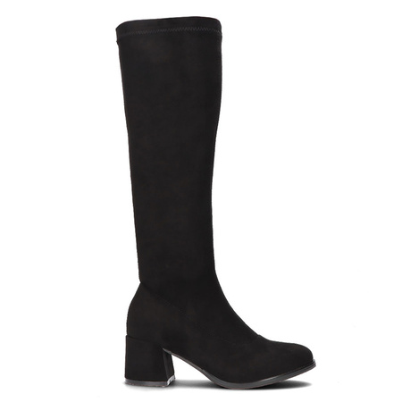 Filippo Knee-High Boots Elastic Fit Block Heel Black DKZ93225BK