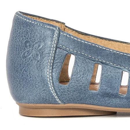 Maciejka Baleriny skórzane Granat Na Jeans