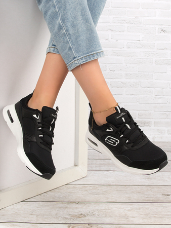 Skechers Sneakersy Damskie 149947-BKW Czarno Białe