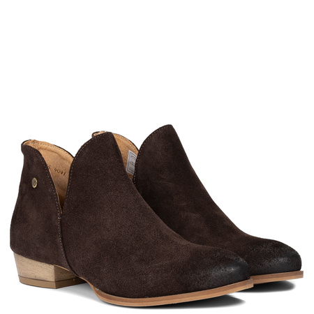 Maciejka Asymmetric Suede Ankle Boots Low Heel Chocolate Brown 04091-79/00-5