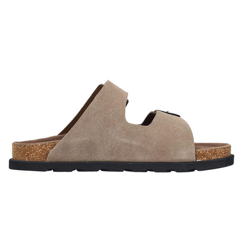 Rieker Suede Men's Double-Buckle Slides Beige 21190-27