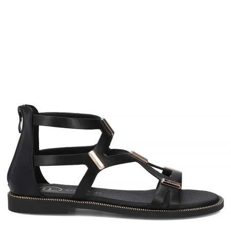 Filippo Stylowe Sandały Gladiatorki z Metalowymi Ozdobami Czarne DS6912-26-BK