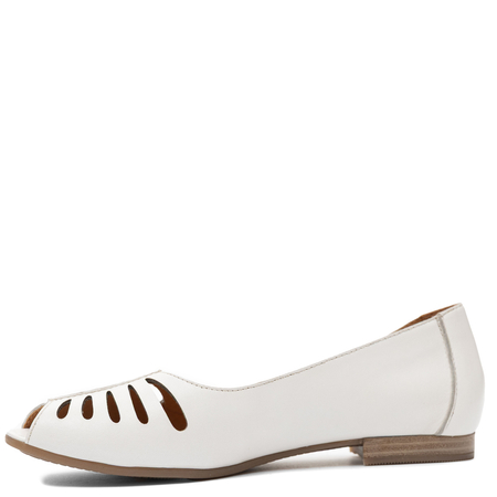 Maciejka Leather Cutout Ballet Flats Open Toe White P7541-11/00-1