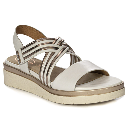 Tamaris Sandały damskie na platformie White Rosegold