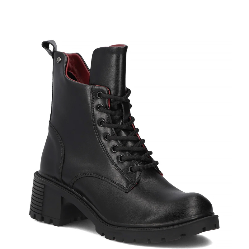 Filippo Women's Insulated Leather Ankle Boots with Block Heel Black DBT6501-26-BK