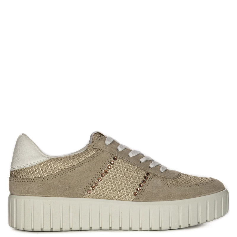Igi&Co Women's leather platform sneakers dark beige