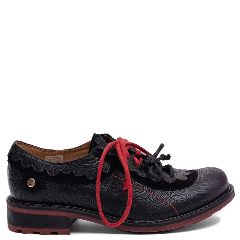 Maciejka Women's Leather Low Shoes Black Red 07600-08/00-1
