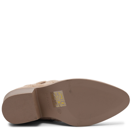 S.Barski Ażurowe Botki Na Słupku Beżowe HY61-8012-BEIGE