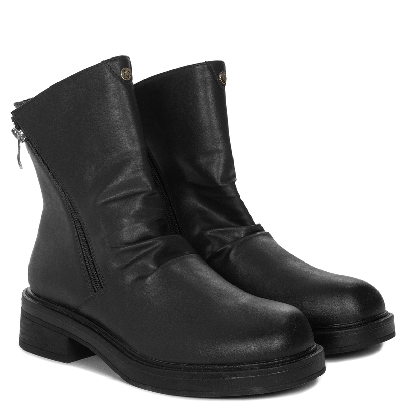 Maciejka Leather Double-Zip Ankle Boots Low Heel 4,5 cm Black A7159-01/00-7
