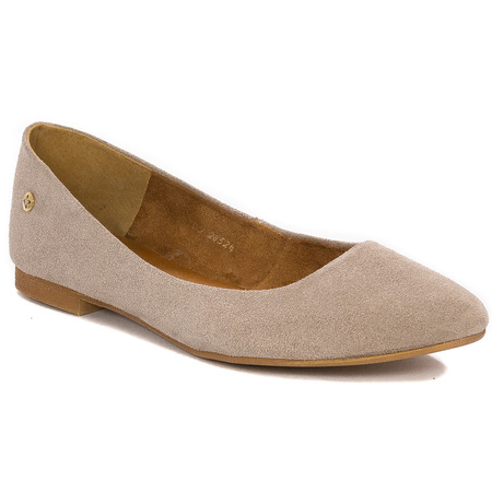 Maciejka Suede Leather Almond-Toe Women’s Ballerinas Beige 04100-42/00-8