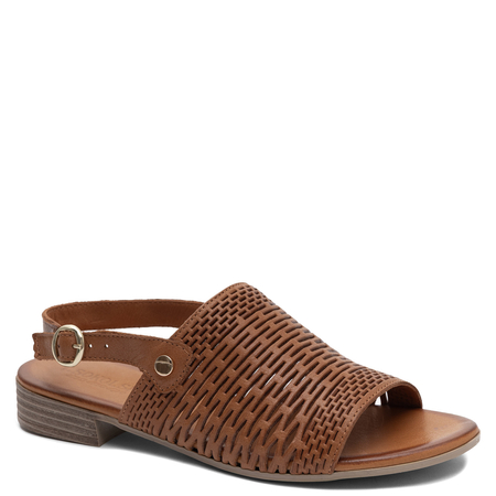T.Sokolski Leather Cut-Out Flat Sandals Brown KU-226-803