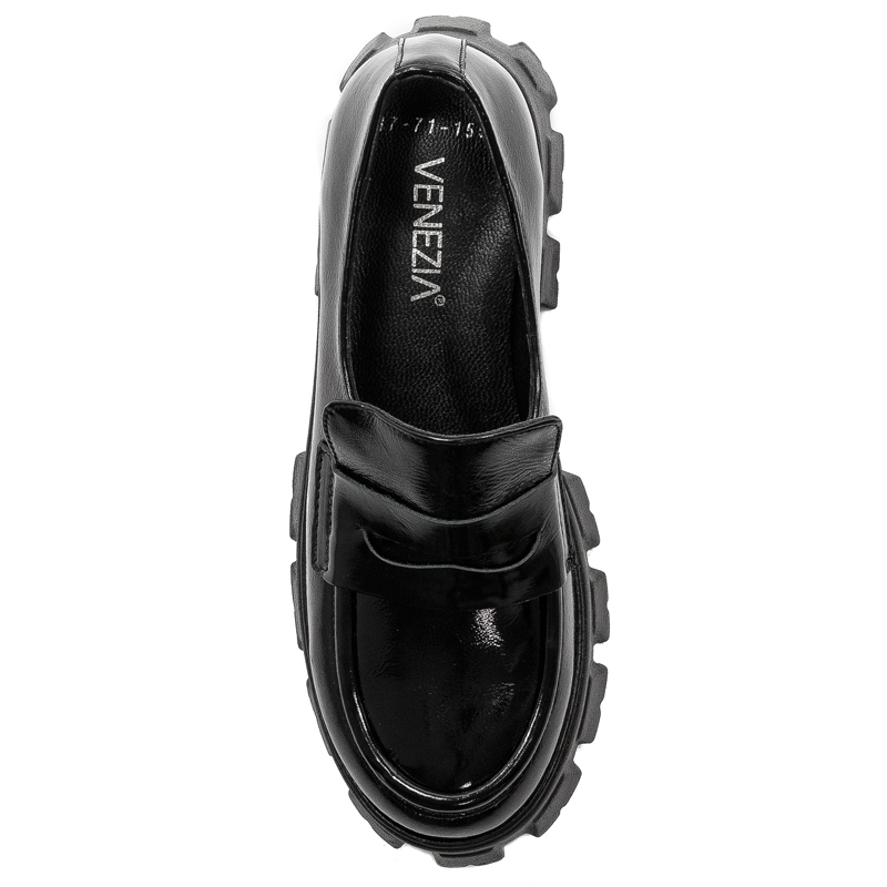 Venezia Women's shoes, loafers, leather lacquer Black