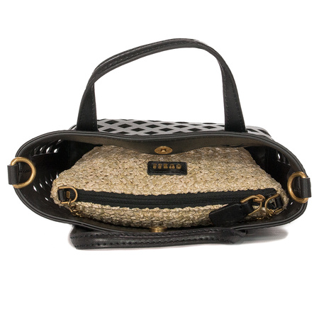 Guess Women's Aqua Mini Tote Bla Black bag