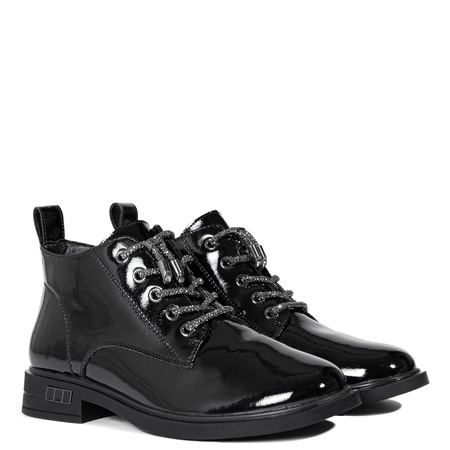 S.Barski Women's Black Patent Leather Boots
