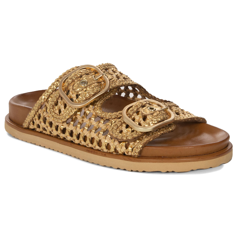 Inuovo Women's Leather Flip-Flops Gold