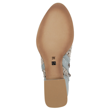 Maciejka skórzane ażurowe botki z zamkiem jasny niebieski 06397-34/00-1