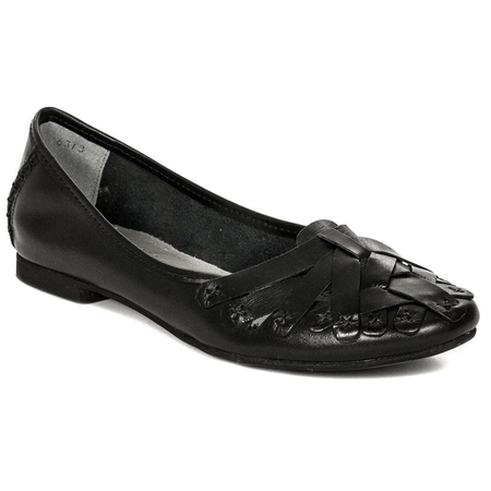 Maciejka Leather Woven Ballerinas On Flat Sole Black 01358-01/00-0