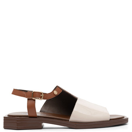 Maciejka Leather Asymmetric Sandals Square Toe Beige-Brown K7477-02/00-1