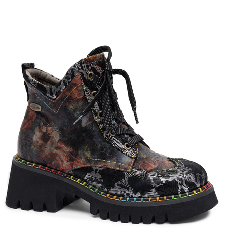 Laura Vita Oyao 02 Women's Leather Platform Ankle Boots Multicolour 0008207-OYA-NOIR