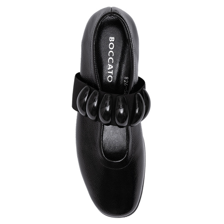 Boccato Women’s Patent Leather Slip-On Flats With Sculptural Elastic Strap Black 728-826-BLACK