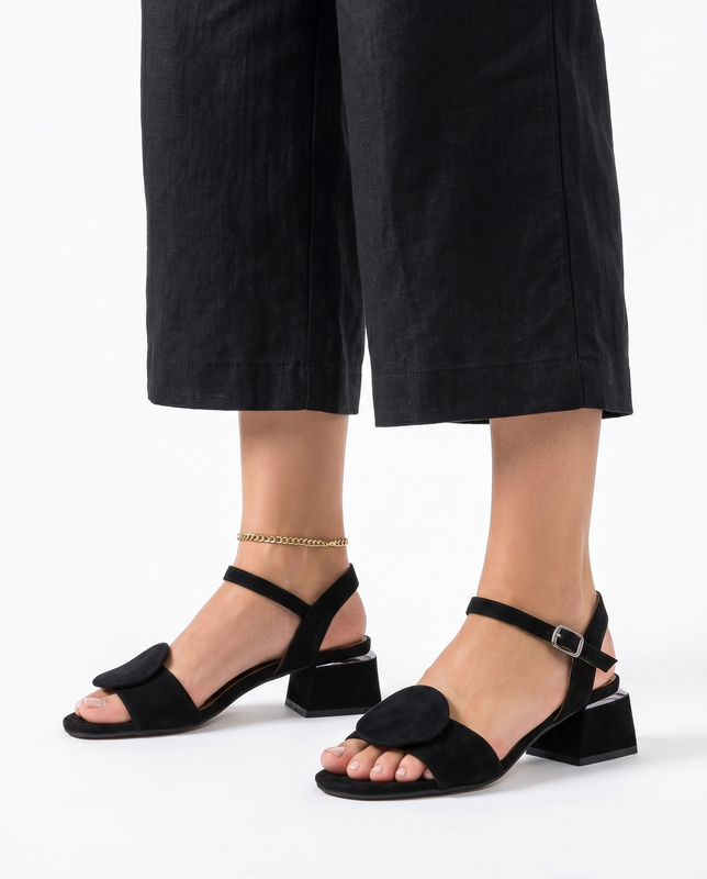 Maciejka Suede Ornamental Sandals Black 5198A-01/00-5