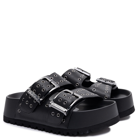 Buffalo Klapki Damskie Na Platformie Czarne 1602316-BLK