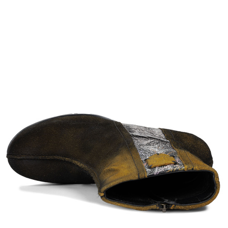 Maciejka Gradient Suede Ankle Boots Block Heel Black Yellow 06155-07/00-7