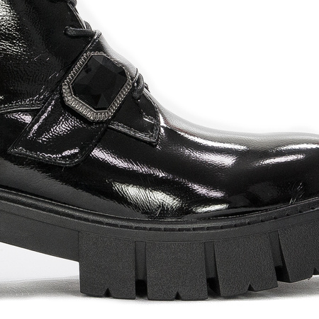 S.Barski Women's Ankle Boots Black Lacquered