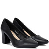 Sergio Leone Classic Block-Heel Pumps Almond Toe Black PB414 CZARNY PU