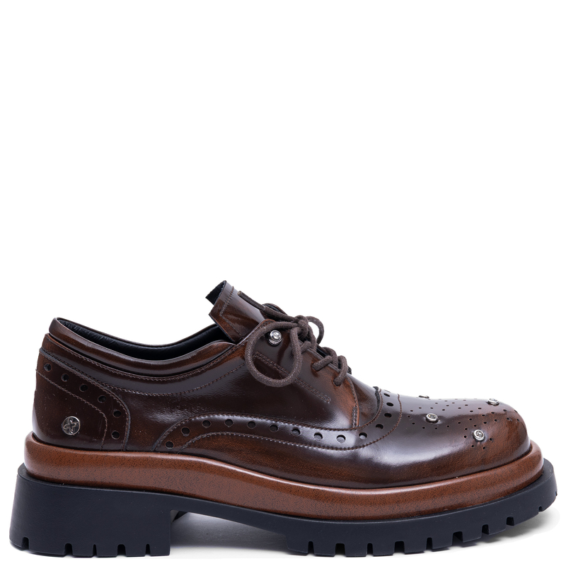 Maciejka Women's Leather Platform Shoes Elegant Brown Lace-Up K7725-02/00-1