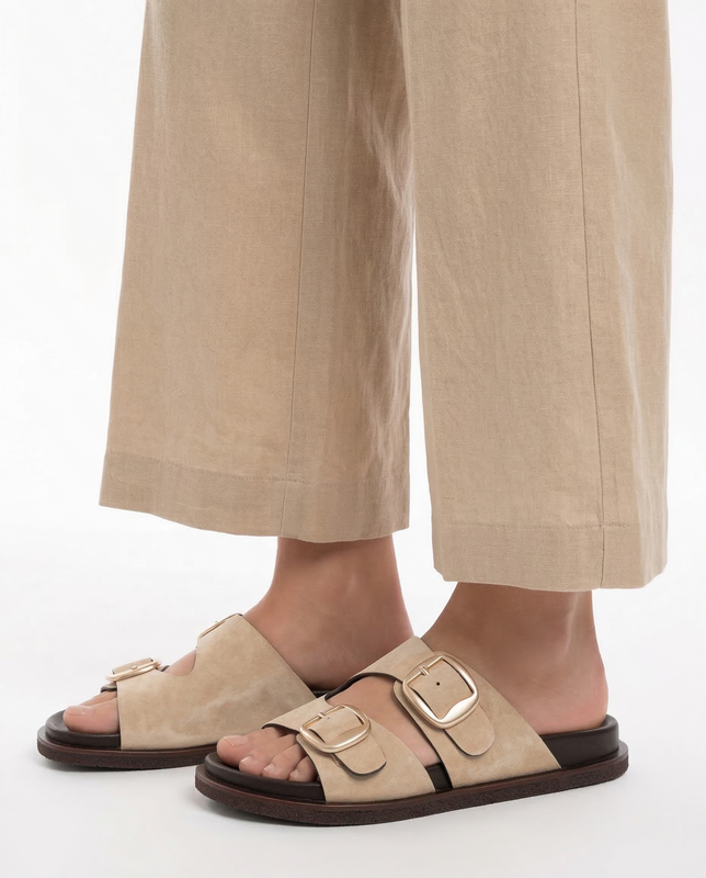 Bruno Premi Suede Leather Slides Beige BN7004XBPRSUEALMO