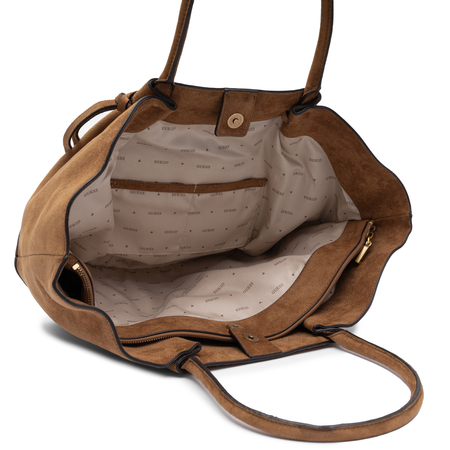 Guess Sestri Classic Women's Tote Bag Large A4 Suede Cognac Brown HWSG2237230-COGNAC