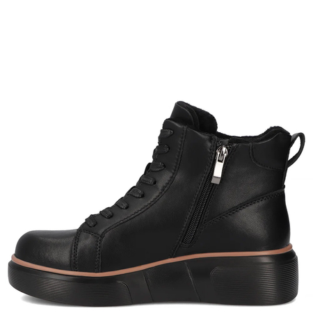 Filippo Comfortable Leather Ankle Boots On Platform Warm Black DBT6452-26-BK