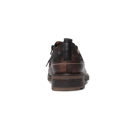 Maciejka Dual-Zip Leather Lace-Up Shoes Textured Brown 07056-02-00-1