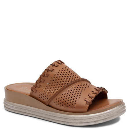 Maciejka Leather Mules Orange Platform Slides L7630-29/00-1