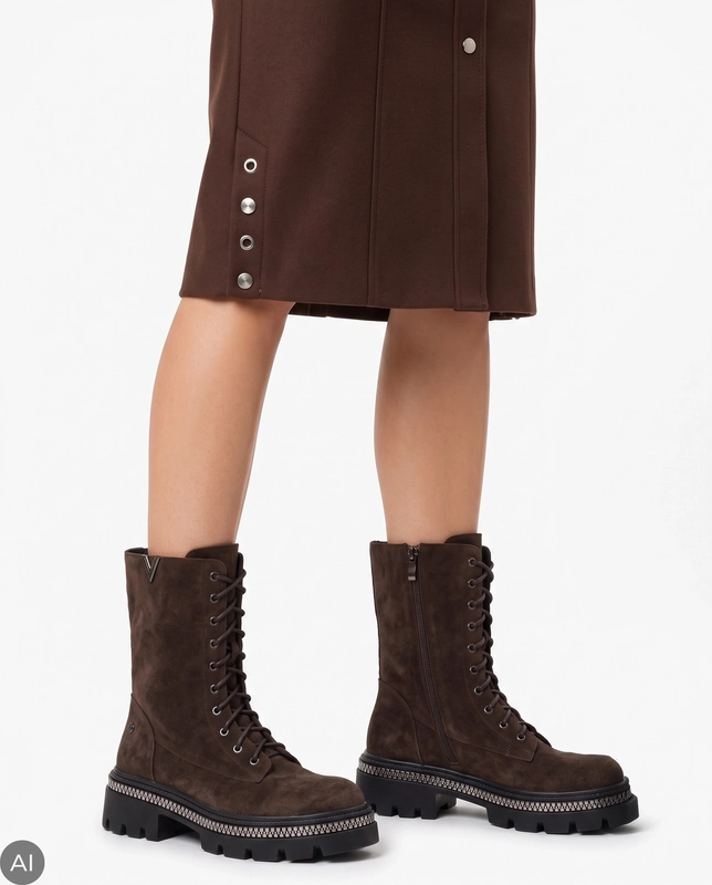 Maciejka Leather Insulated Lace-up Platform Boots Brown K7733-02/00-7