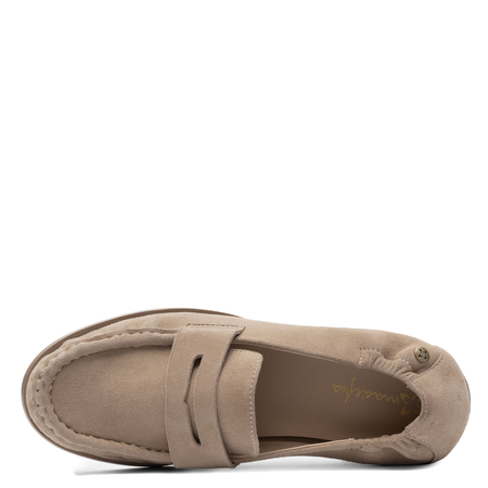 Maciejka Suede Leather Loafers Women Beige HJ764-04/00-1