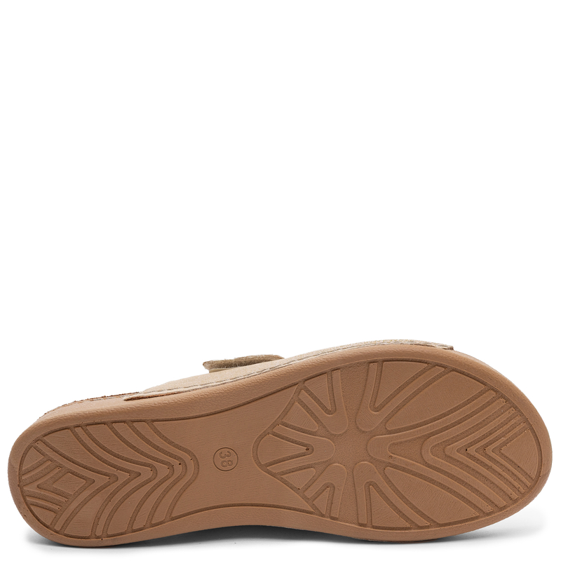 T.Sokolski Leather Velcro Slides Beige MET-350-3738