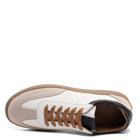 Boccato Leather Lace-Up Sneakers Classic Beige-White 500-1856-201-44-2