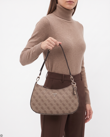 Guess Elegancka Torebka na Ramię Bagietka ze Wzorem 4G Beżowa HWBG9672180-BEIGE