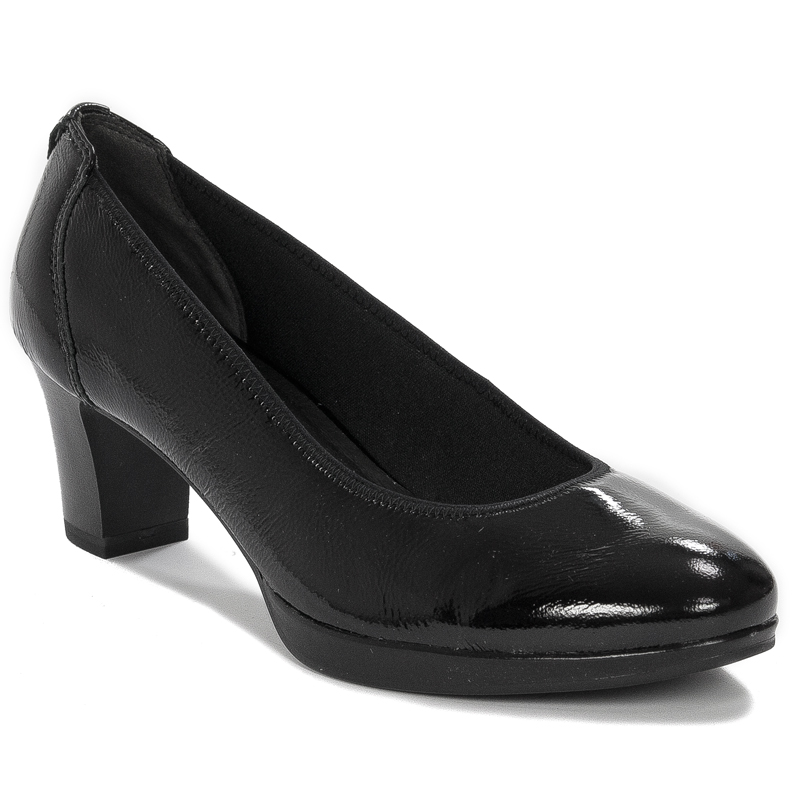 Tamaris Czółenka damskie skórzane Black Patent czarny lakier