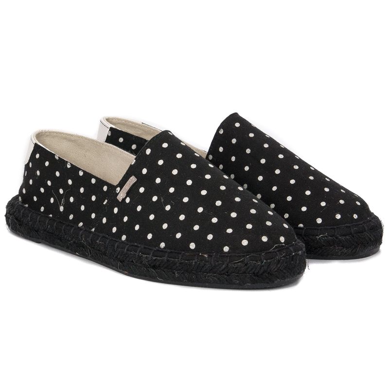 Big Star Espadryle damskie w kropki Black Czarne