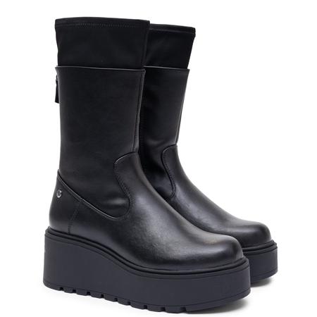 Maciejka Leather Wedge Sock Ankle Boots Black A7166-01/00-7