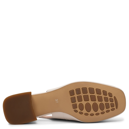 Maciejka Skórzane Slingback Czółenka na Klocku Beżowe K7474-04/00-1