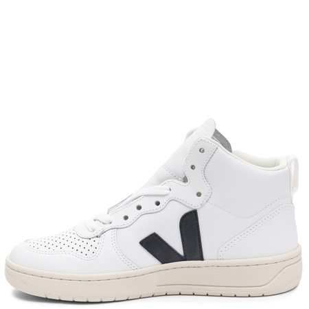 Veja Sneakersy damskie skórzane wysokie White Black białe