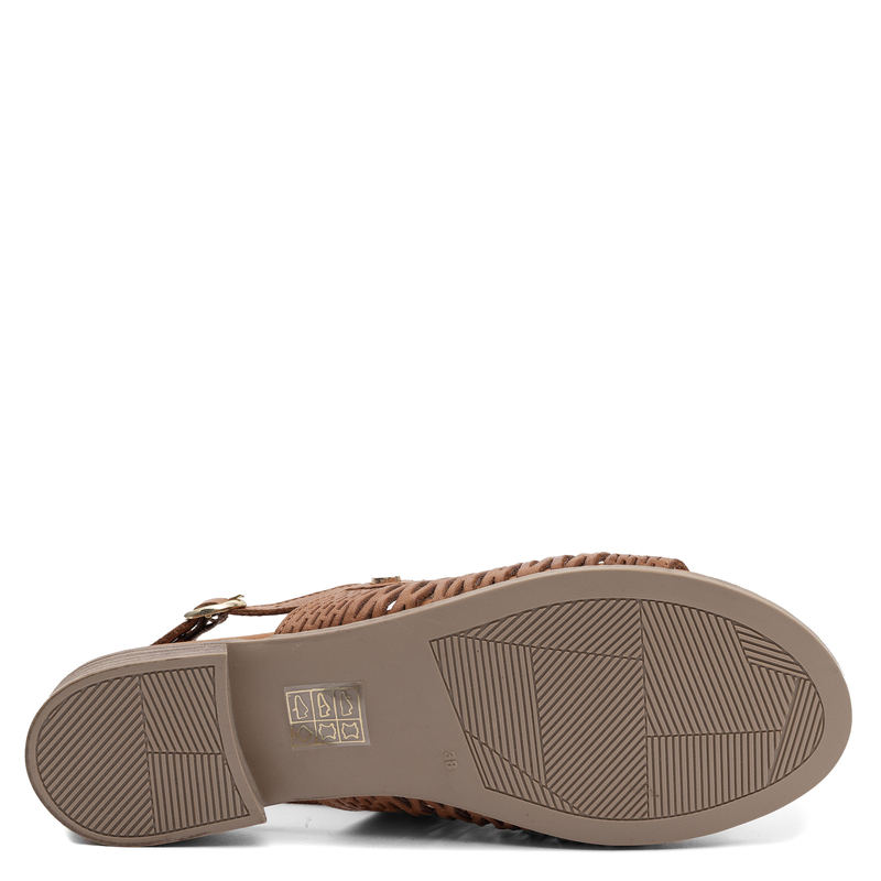 T.Sokolski Leather Cut-Out Flat Sandals Brown KU-226-803