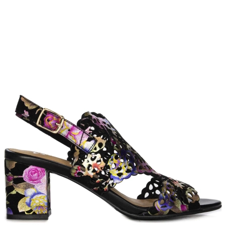 Maciejka N6518-01/00-1 Black + Flowers Sandals