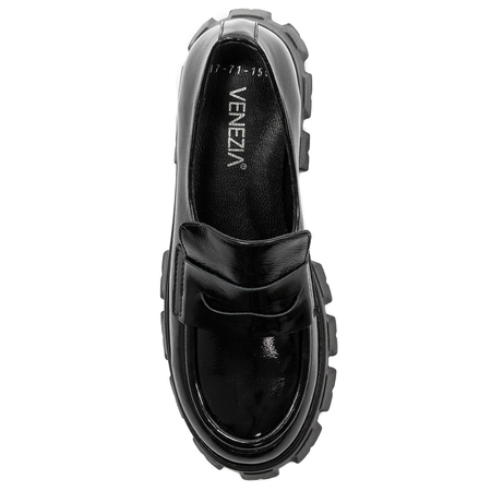 Venezia Women's shoes, loafers, leather lacquer Black